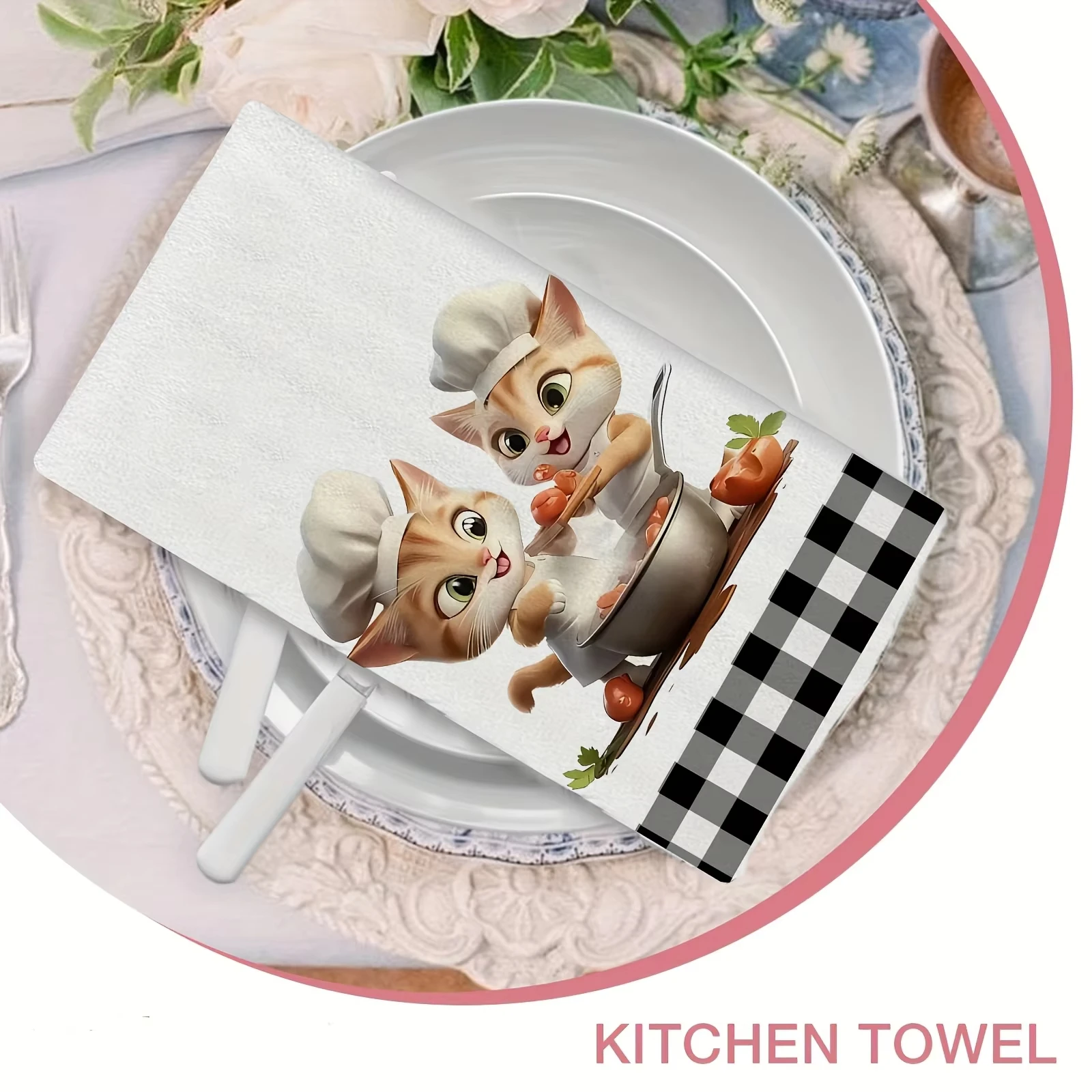 2 قطعة مناشف المطبخ |   تصميم الشيف كات آند ماوس منقوش |   40x60 سم |   فائقة الامتصاص لينة |   متعددة الاستخدام كمناشف الشاي/مناشف اليد