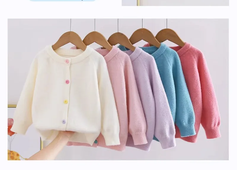 UNITIM 2026 Herbst Winter Kinder Mädchen Pullover Ins 2-10 Jahre Kinder Mädchen Vielseitige Strickjacke Bunte Knöpfe Junge Teenager Mädchen Mantel – Detail 13