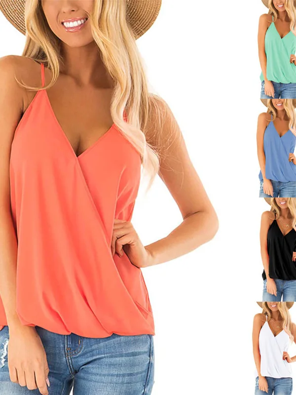 

Casual Color Women's Strap Top Vest Comfortable Breathable Street Sle Summer Faion Single Piece Chinese Origin
