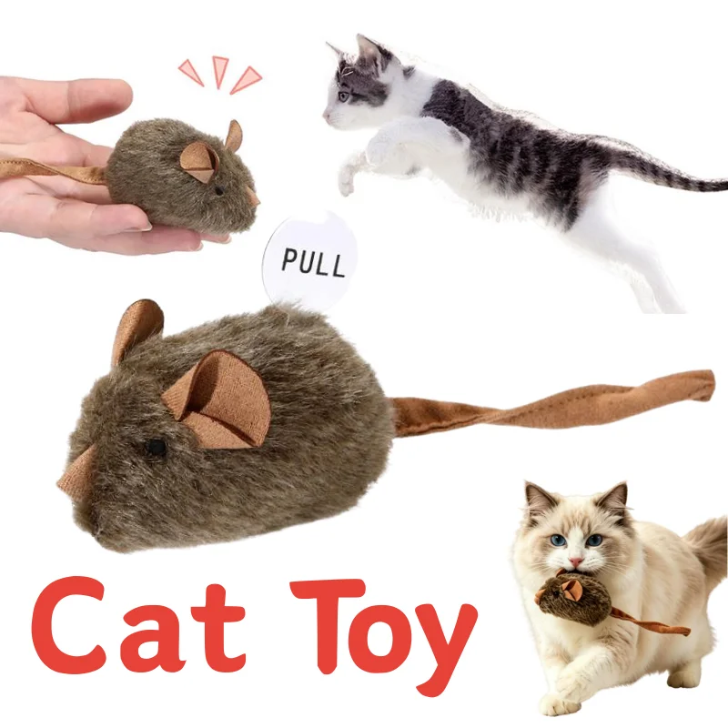 1/2/5 Stück Quietschende Maus Plüsch-Katzenspielzeug Bissresistentes Katzenspielzeug Realistische Form Zugschnur-Design Interaktives Haustier-Spielzubehör