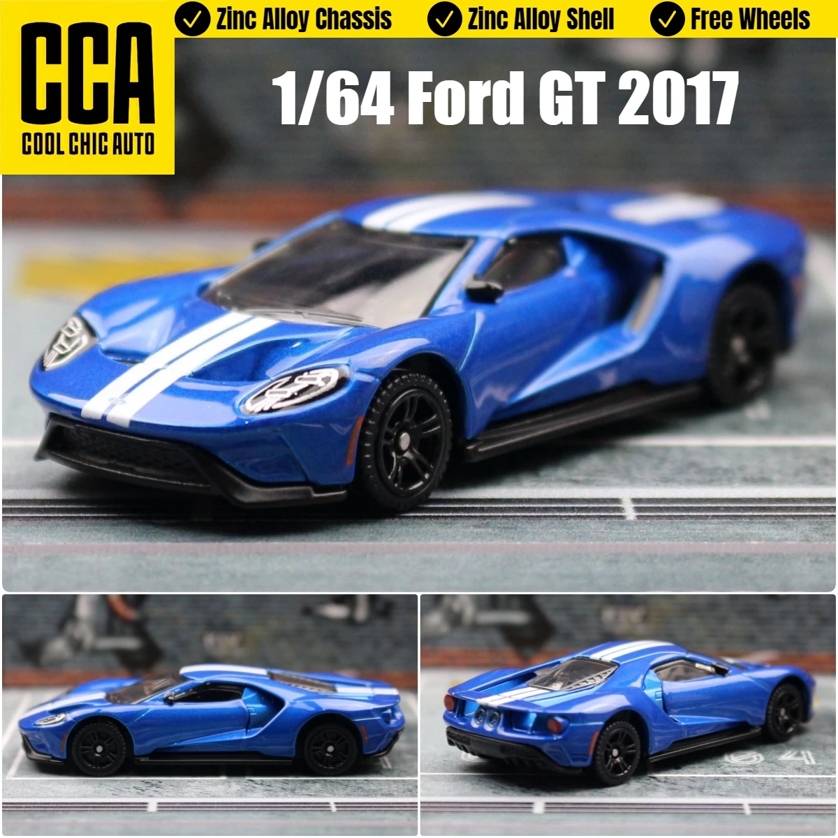 

1/64 Ford GT Super Race Miniature Model CCA MSZ 3" Zinc Alloy Toy Car Vehicle Free Wheels Diecast Metal Collection Gift For Kids
