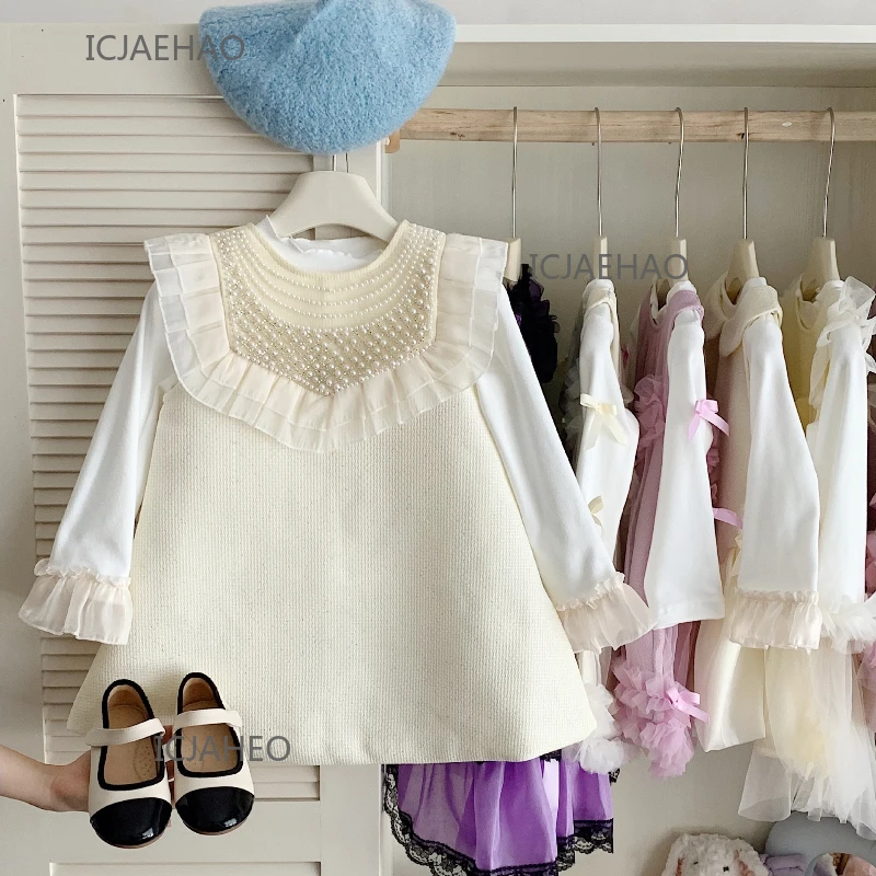 

Teen Girl Clothes 2025 Children Girls SleevelessOutfit Dresses Costume Baby Kids Long Sleeve 2 Piece Set Underwear Spring Fall