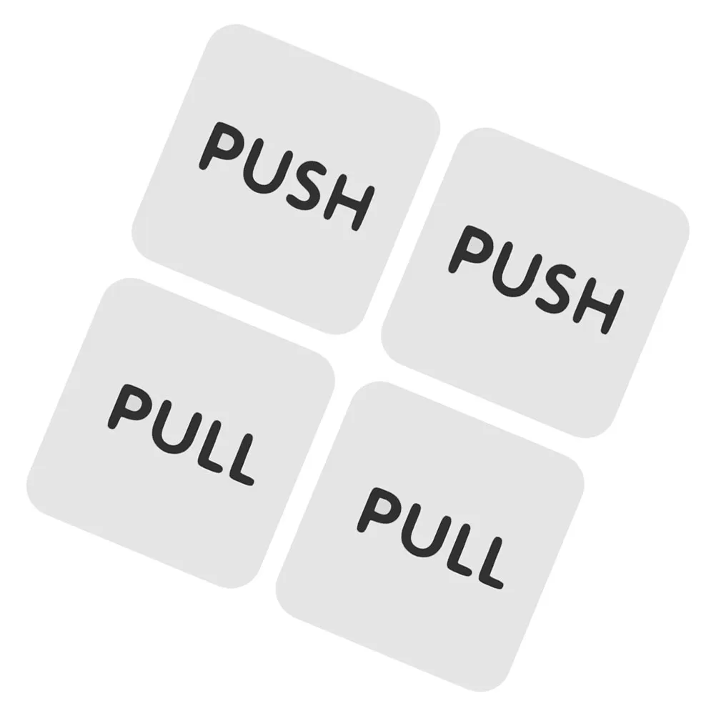4 Pcs Stickers Acrylic Material Glass Door Signs Business Sign Sticker Use Push Pull Stickers Sign Door Handle Sticker