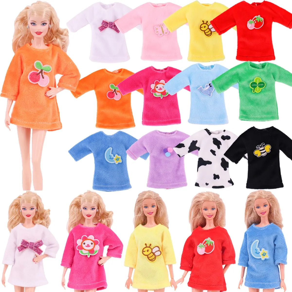 1Pc Barbies Doll Clothes Half Sleeve T-shirt Suitable For 11.5inch Barbies Doll Cocktail Daily Casual Clothing Accessories