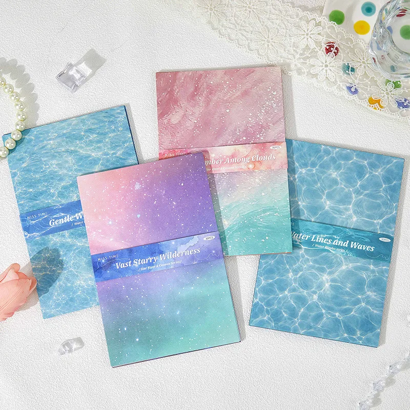 30 Sheets Double‑Sided Water Wave Blur Pattern Scrapbook Paper Water Ripple Dyed Decor Background Paper for Journal DIY Collage
