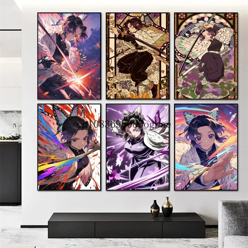 

Demon Slayer Classic Anime Figure Kochou Shinobu Frameless Canvas Painting Manga Poster Mural Bedroom Home Decor Kids Gifts