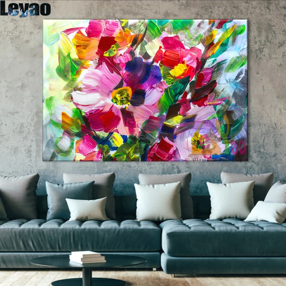 5D DIY Diamond Painting Kit Flowers Colorful Floral home decor Gift Full Square Embroidery Mosaic Cross Stitch Impressionist