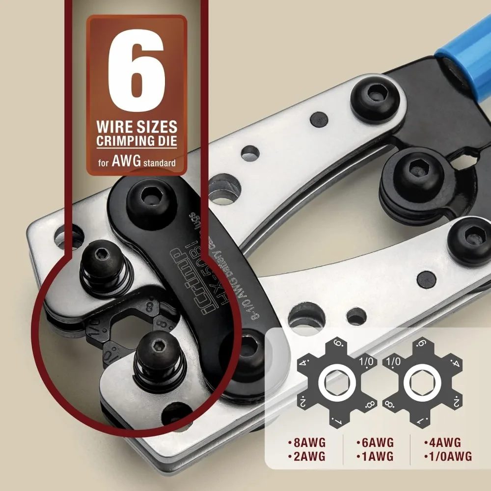 طقم مكشكش كابل البطارية مع متجرد و24 عروة نحاسية و10 أنابيب انكماش حراري لـ AWG 8-1/0 #2