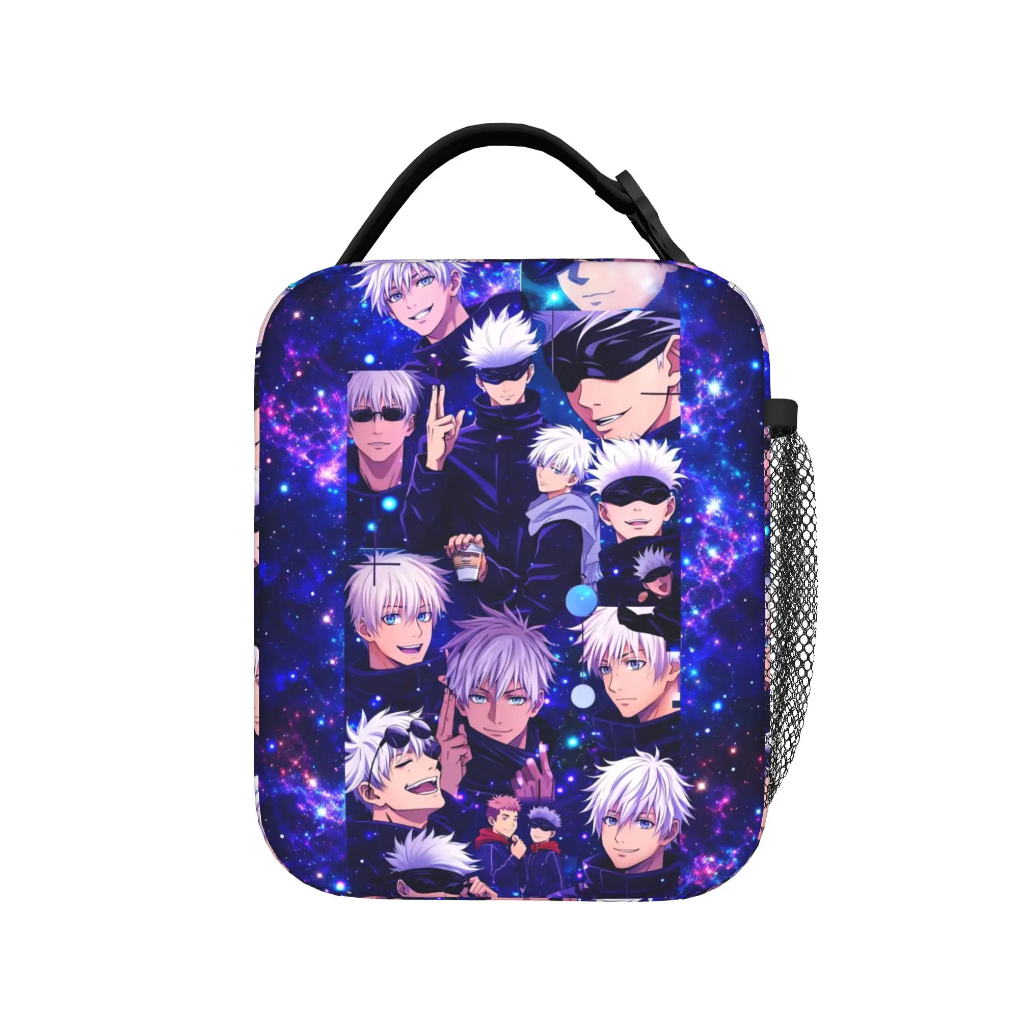 

Galaxy Background Satoru Gojo Collage Lunch Bag Fun Lunch Box Portable Insulated Thermal Tote Handbags For Adult Cooler Bag