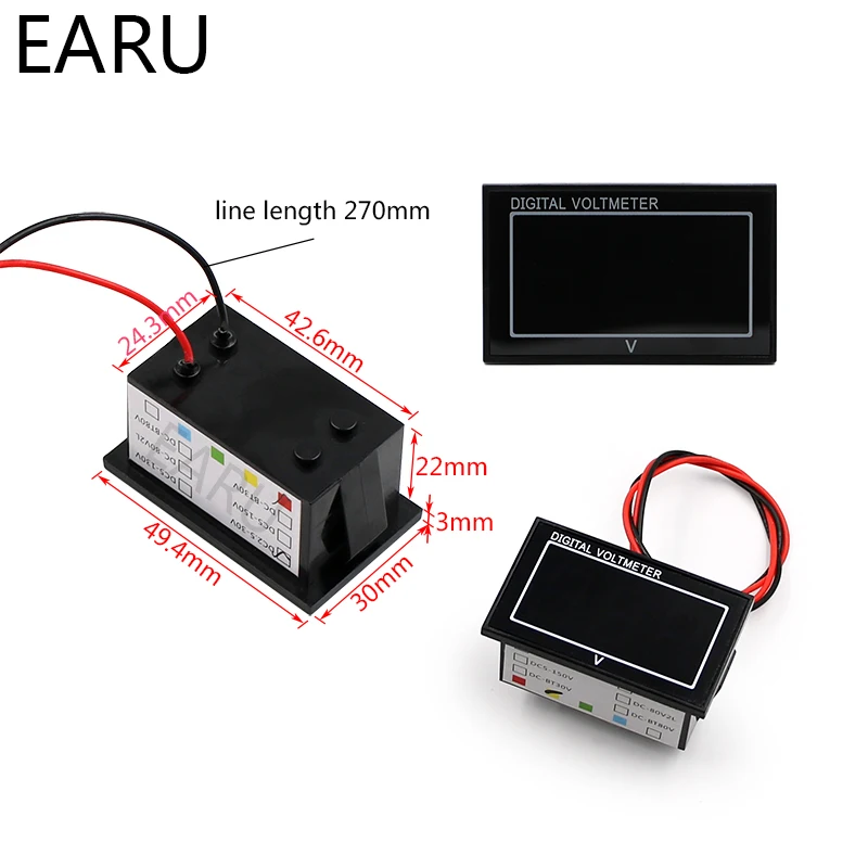 DIY 0.56 Inch 0.56\'\' Waterproof LED Mini Digital Voltmeter Voltage Meter Gauge Display DC2.5-30V DC5-130V Motorcycle Car Boat