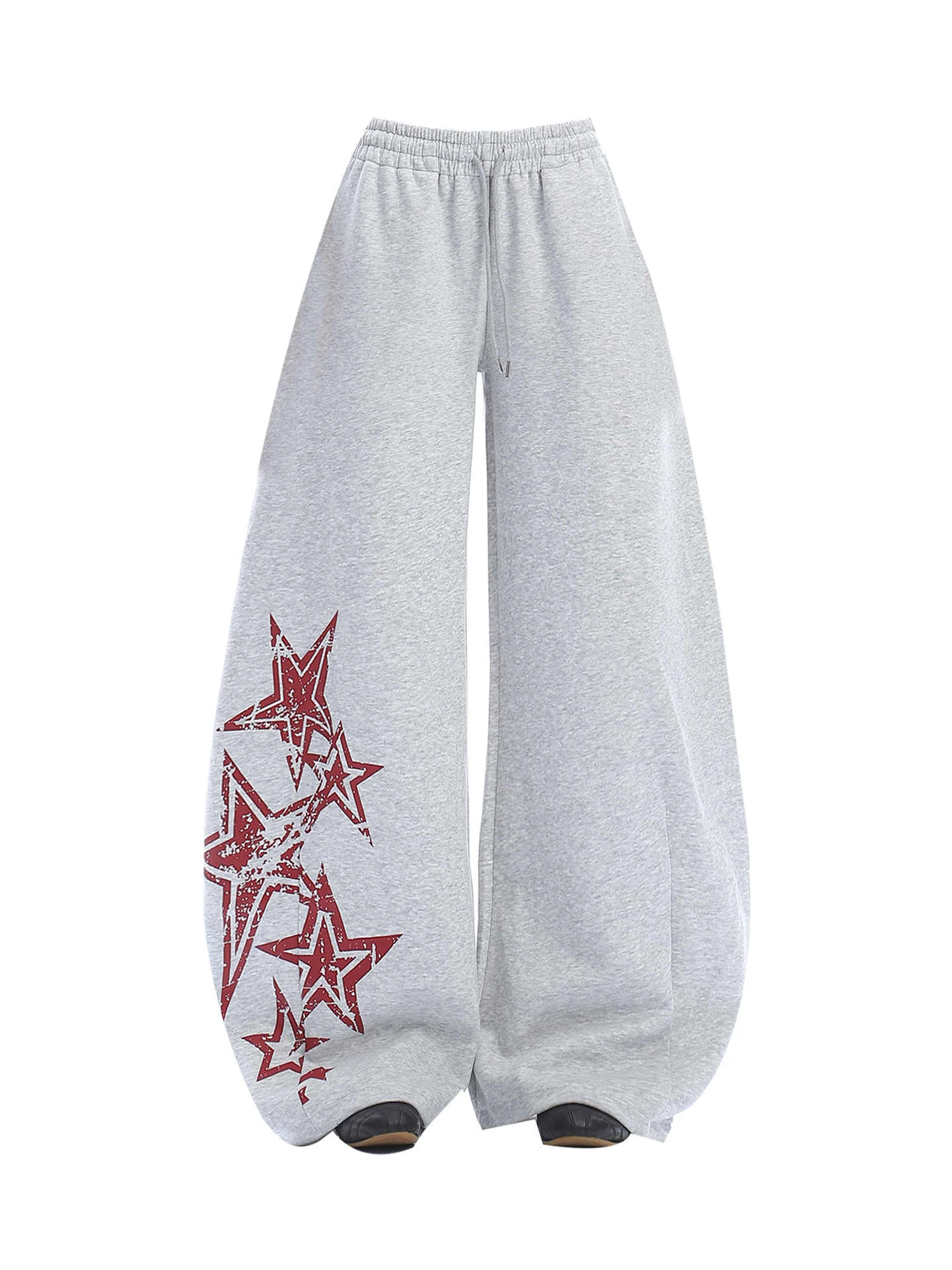 

Women Grey Star Print Sweatpants Baggy Joggers Sports Pants Harajuku Japanese 2000s Style Vintage Y2k Oversize Wide Leg Trousers