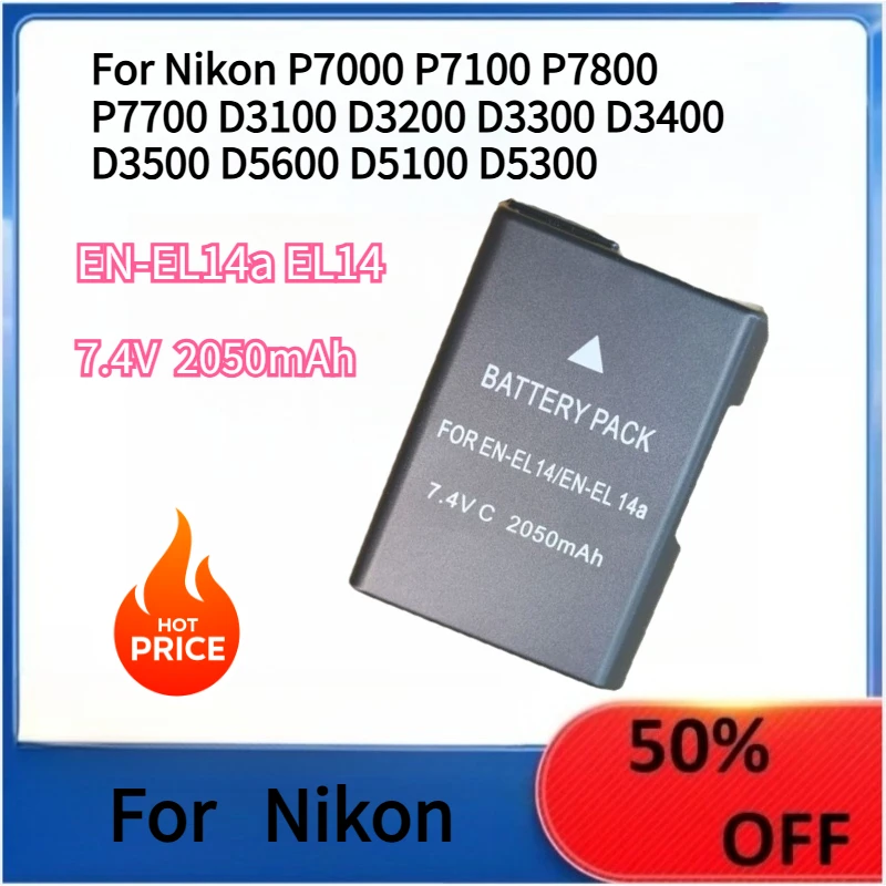 

Camera Battery EN-EL14a EL14 For Nikon P7000 P7100 P7800 P7700 D3100 D3200 D3300 D3400 D3500 D5600 D5100 D5300
