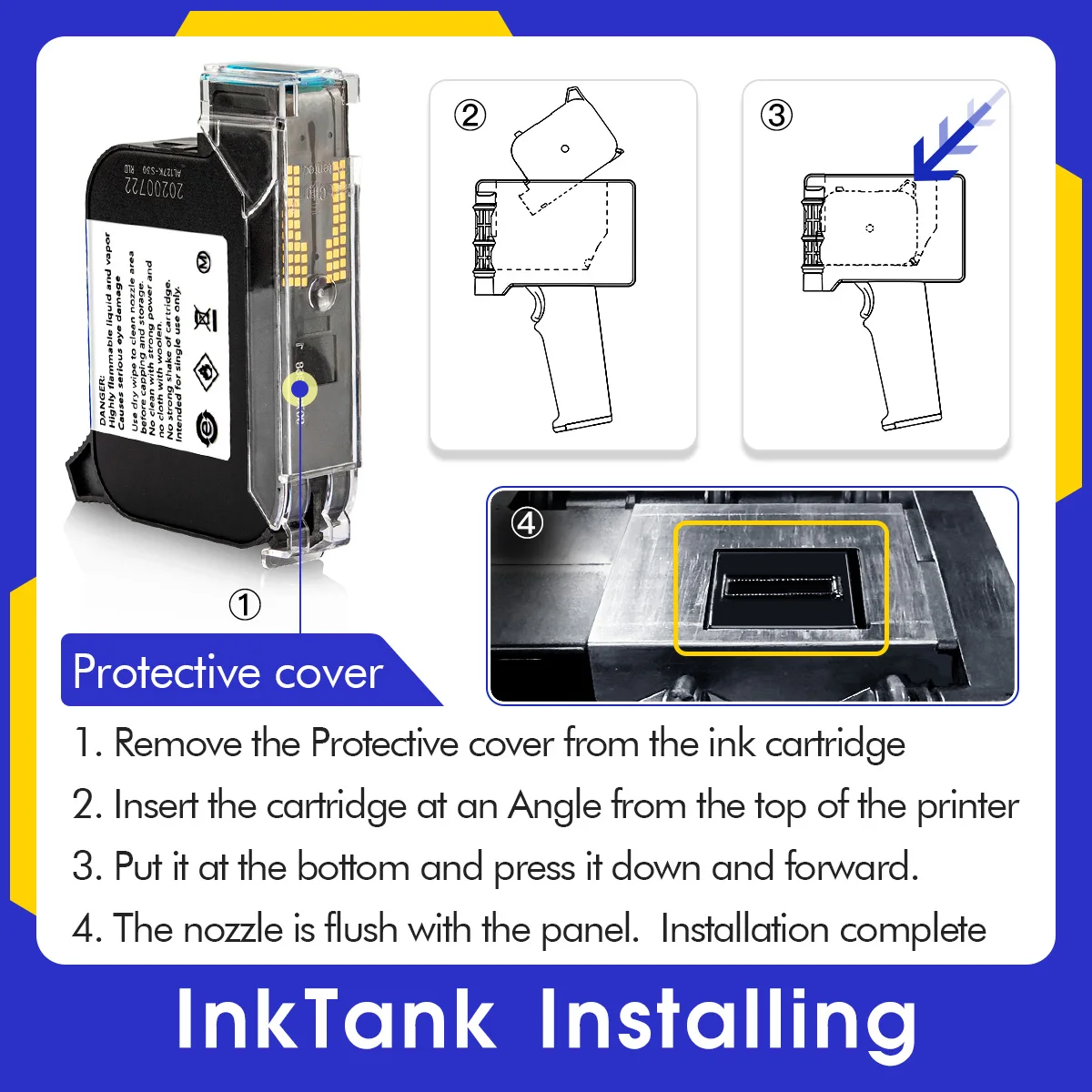 130/254 12.7mm Universal Ink Tank Fast Dry High Adhesion for Smooth Surfaces Compatible with Handheld & Online Inkjet Coders
