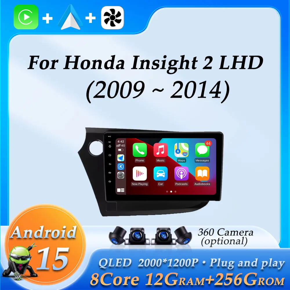 Wireless CarPlay for Honda Insight 2 LHD 2009 - 2014 Car Radio Audio Multimedia VideoPlayer GPS Navigation DSP Stereo Bluetooth