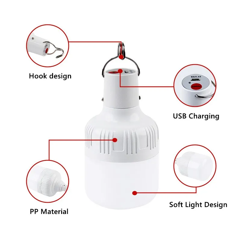 Luzes De Acampamento De LED Recarregável Portátil, Lanterna De Tenda, Lâmpada USB De Emergência, Lâmpada De Equipamento De Tendas De Energia