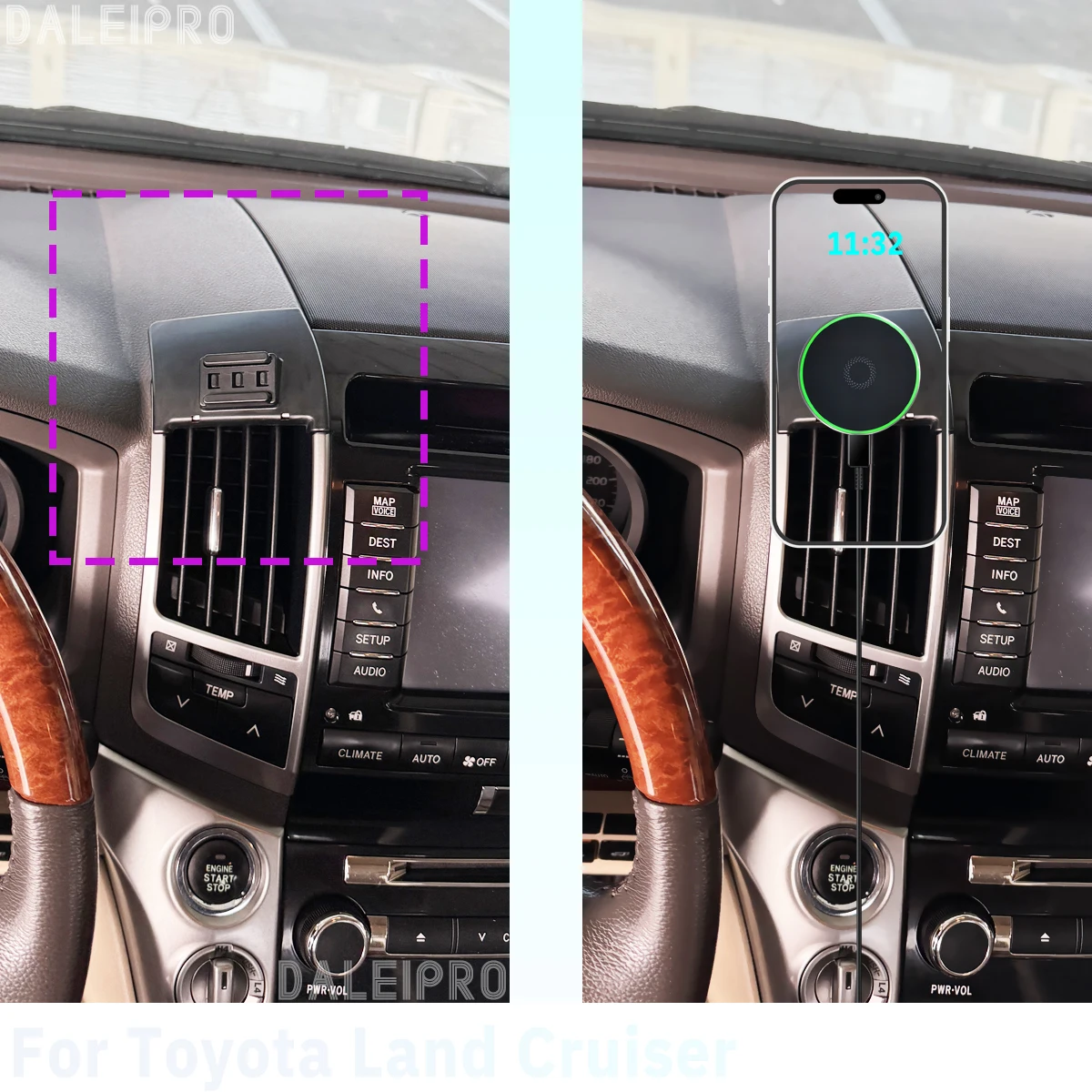 For Toyota Land Cruiser J200 2008-2014 2015 Phone Holder Car Magnetic Mount Smart Sensing Wireless Charging One-Touch Release Qi