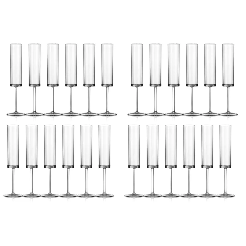 

ABVG-Champagne Flutes 6 OZ Square Champagne Glasses Stemmed Coupes Reusable Wedding Toasting Glasses 24 Pack Transparent
