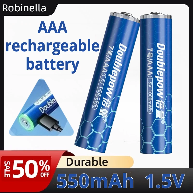 1-20PCS 1.5V 555mAh USB AAA Rechargeable Battery for Personal Care Devices, Electric Toothbrushes, Facial Brushes