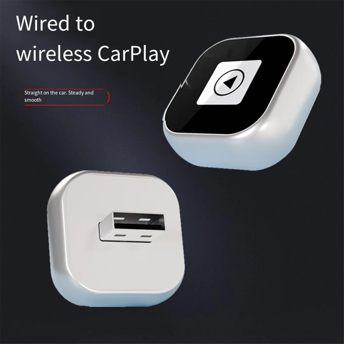 2-in-1 Wired to Wireless CarPlay Adapter Plug&Plug Auto Connect Converts for Wired Cars Compatible for & Android