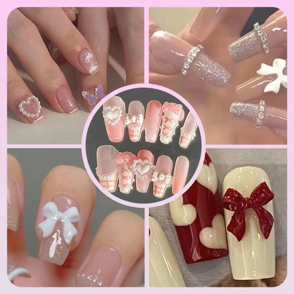 

Жемчуг с плоской задней поверхностью, 3D подвески для ногтей, шпильки для ногтей, стразы с бантом, набор жемчуга с плоской задней поверхностью, 4 размера, белый, розовый жемчуг для ногтей