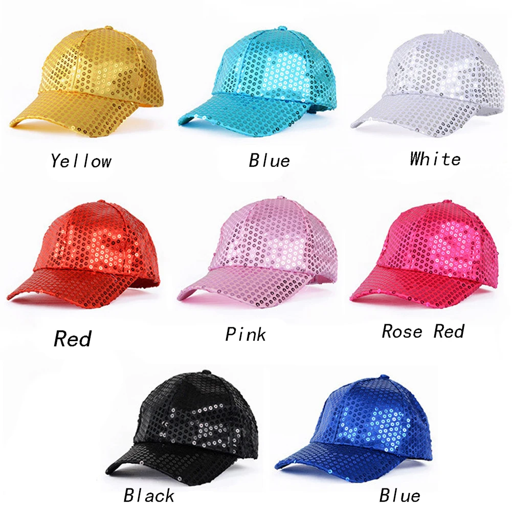 

LOLANTA Baseball Sequin Glitter Adjustable Hat Unisex Women Men Kids Girls Boys Sun Hat Street Dance Competition Fashion Caps