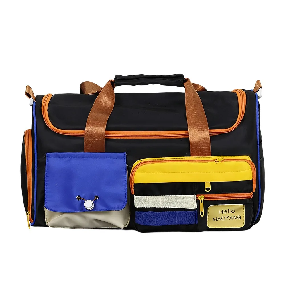

Портативная дорожная сумка большой вместимости, разноцветная сумка-дафл с множеством карманов, с плечевым ремнем, сумка через плечо, для путешествий на открытом воздухе