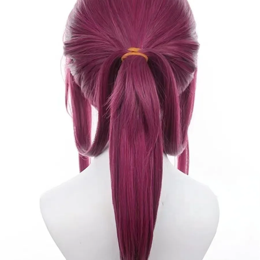 1 buah wig rambut lurus berantakan warna burgundy untuk permainan Star Rail, wig cosplay Kafka