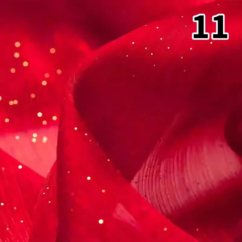 オーガンザの星空のキラキラ生地,日曜大工のドレス,漢服スカート,縫製,結婚式の舞台装飾,メッシュネット,1m