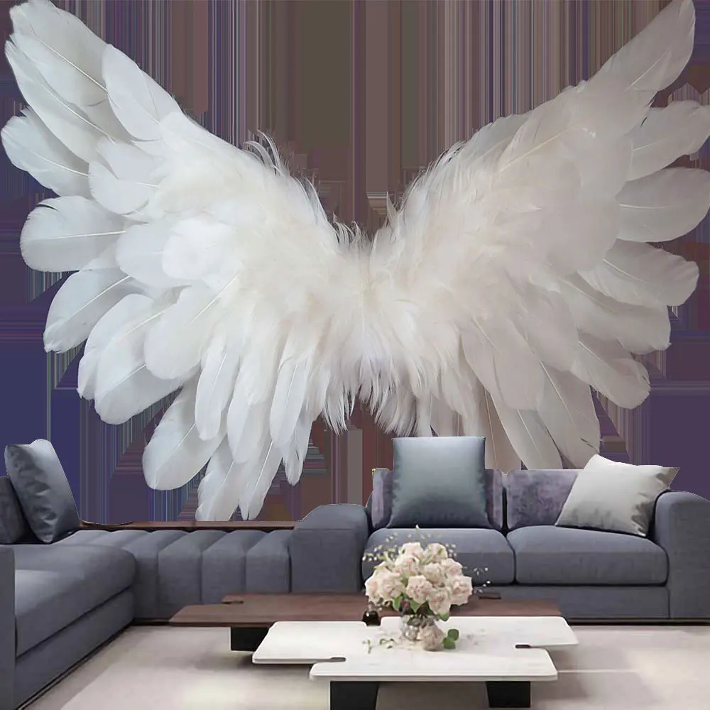 Tapiz de alas de Ángel grandes, pluma psicodélica Hippie, fondo oculto, arte colgante de pared, alfombra, decoración del hogar, mantel de mesa