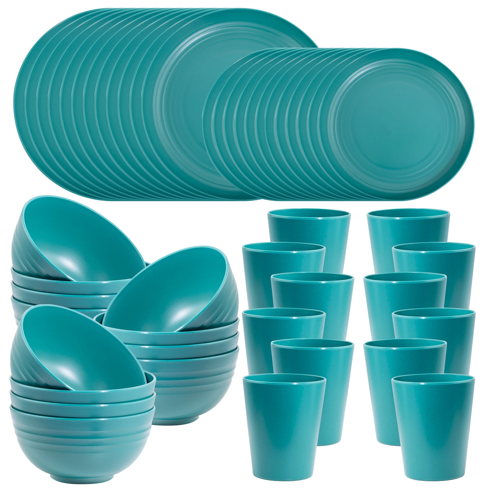 Supernal 24pcs Wheat Straw Dinnerware Sets,Dinnerware Set,Dishes Set for 6,Dark Green Set 12pcs Plates, 6pcs Bowls, 6pcs Cups