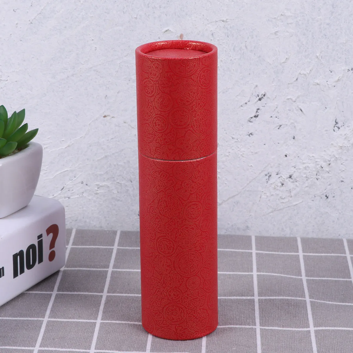 Photo Storage Tube Portable Rigid Plastic Screw Mouth Poster Paper Tube Spring Couplet Paper Cylinder Photo Holder 6 Inch Red