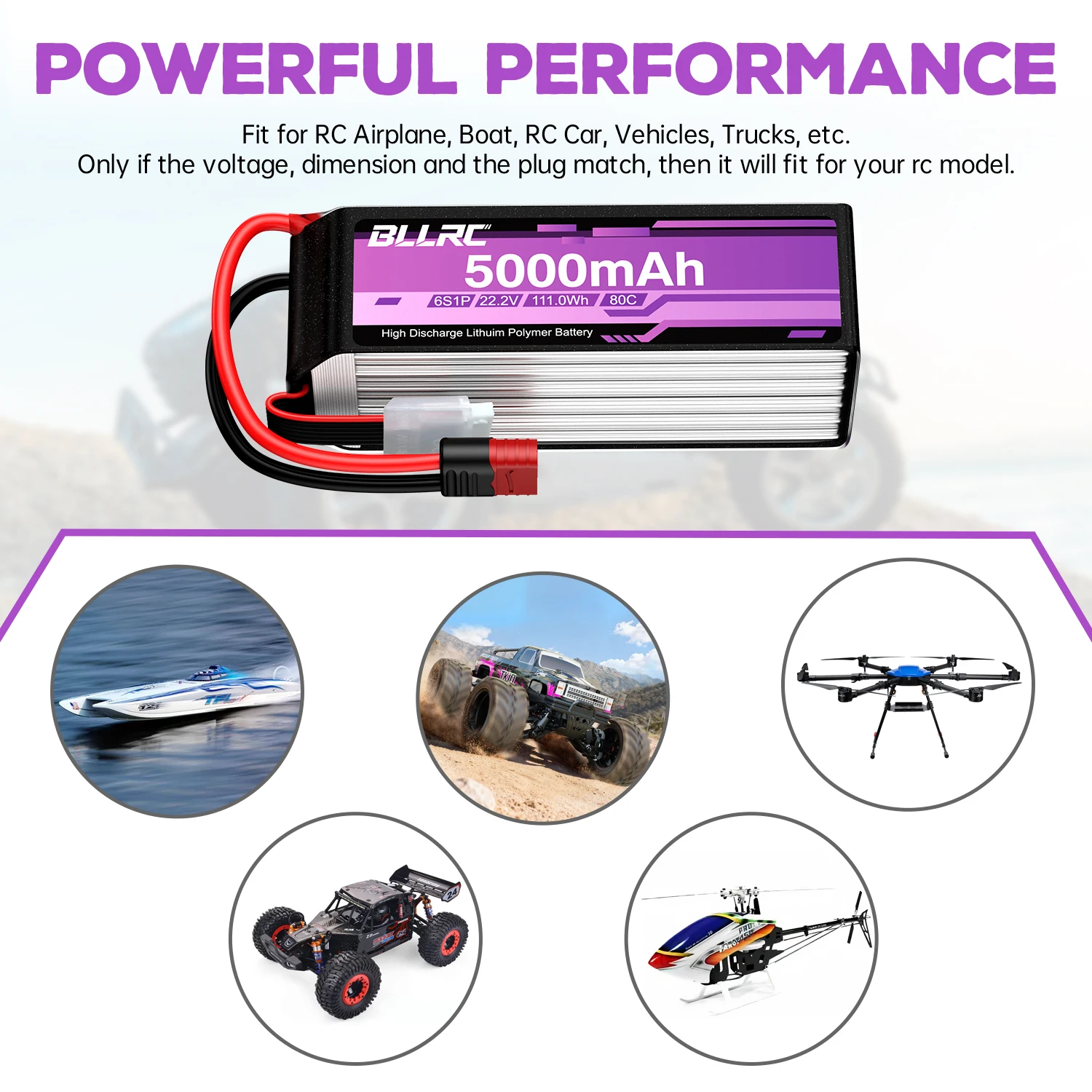 BLLRC 6S LiPo Battery 22.2V 80 - 6S Lipo Battery 22.2V 5000Mah 评论和价格