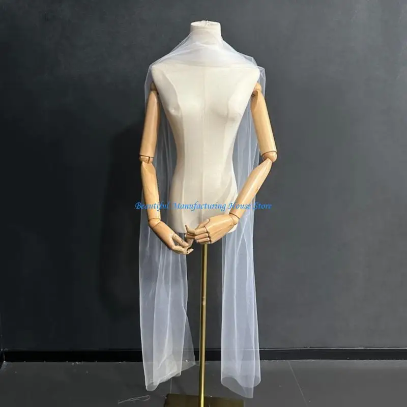E56A Luxurious Wedding Scarves Floor Length Sleeveless Bridal Scarf Ballroom Scarf image 2