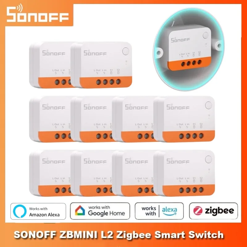SONOFF ZBMINI L2 Zigbee Zbminil2 Zigbee Smart Switch Mini L2 بدون نیاز به سیم خنثی 1-Gang کنترل دو طرفه Alexa Google Home