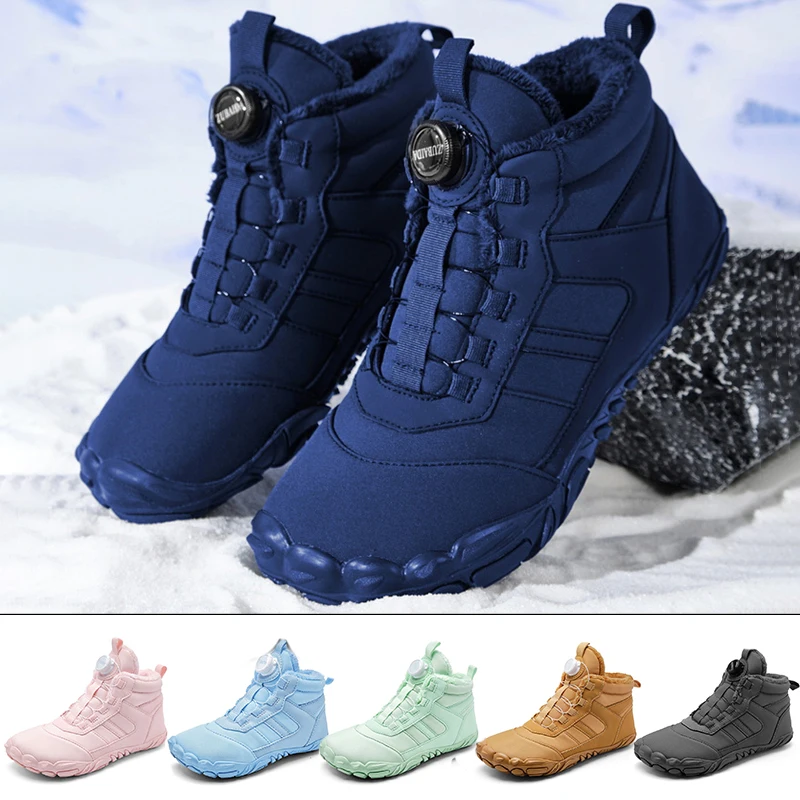 

New Parent-child Winter Boots Men and Women Snow BareFoot Outdoor Non-slip Warm Fur Casual Boys/girls Sneakers Kid's Ankle Boots