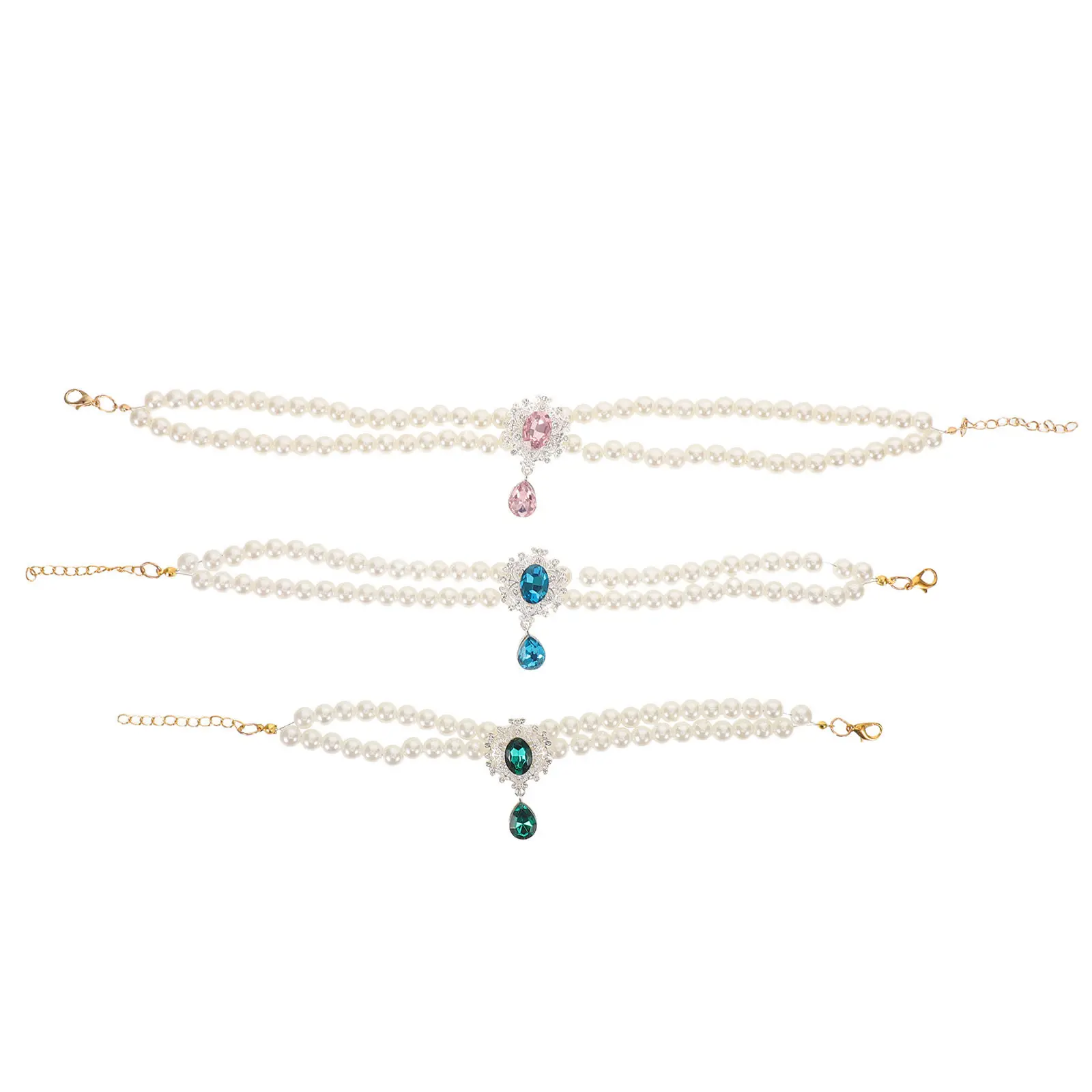 

3Pcs Elegant Double-Layer Pet Necklace with Sparkling Rhinestone Pendants Adjustable for Cats Small Dogs Party
