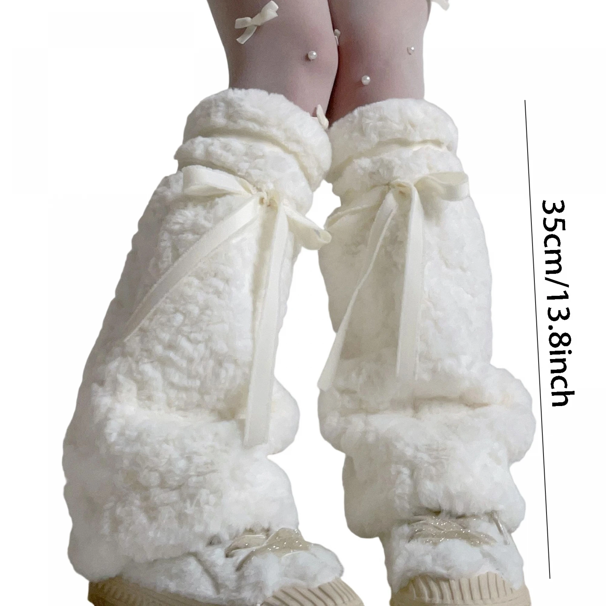 

Fashionable Women s Leg Warmers Stylish Faux Fur Lace-Up Calf Sleeves for Winter Events and Casual Outings