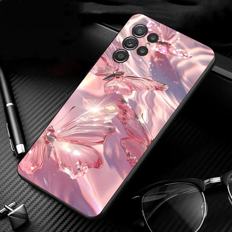 

Pink Butterfly Phone Case For Samsung Galaxy S25 S24 S23 S22 S21 Ultra S24 S23 S22 S21 S25 Plus S24 S20 FE