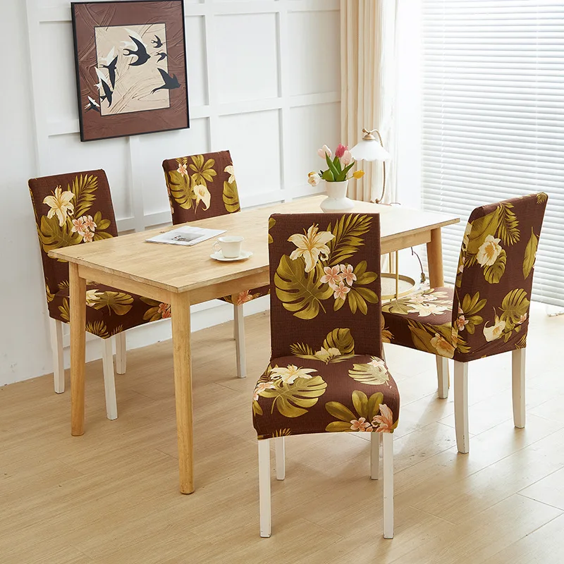 Printed Chair Cover Stain-Resistant Dirt-Resistant Decorative Elastic Chair Cover Universal Living Room Dining Seat Protector