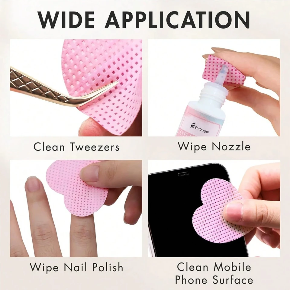 Toallitas sin pelusa YIKOOLIN 200pcs/caja para uñas, toallitas para pegamento de extensiones de pestañas, paño limpiador de tela no tejida, algodón removedor de gel para uñas 6