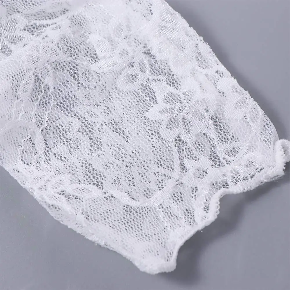 

Ins Floral Lace Bottomed Blouse Half High Collar Embroidery Long Sleeve Mesh Top Thin Undershirt Ladys