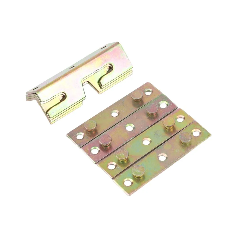 4-Piece Bed Frame Reinforcement Bracket Set Non-Mortise Hinge Connectors Cold Rolled Steel Bed Rail Attachment