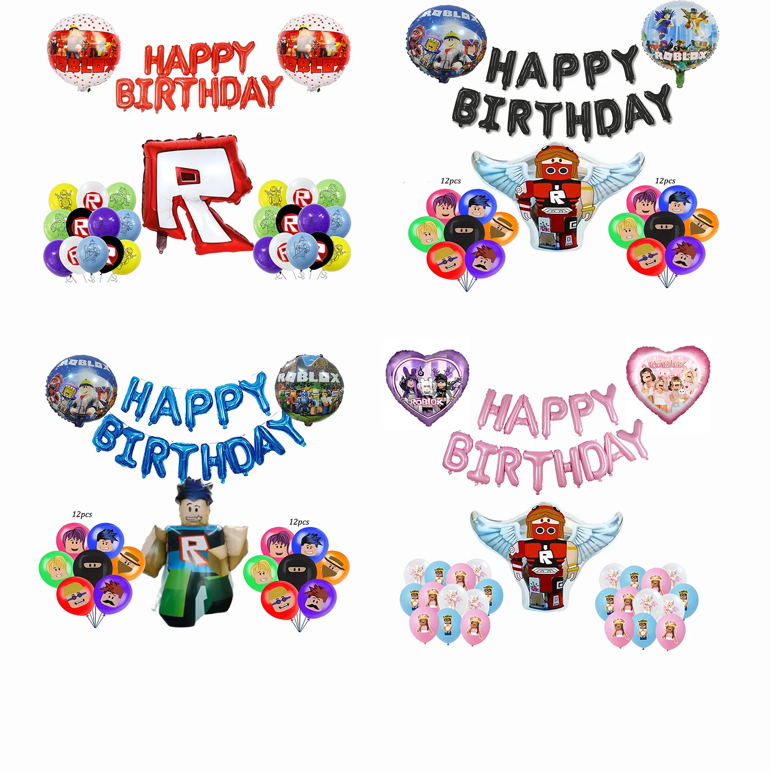 Roblox 생일 파티 풍선 라텍스 알루미늄 필름 풍선 세트 어린이를위한 베이비 샤워 생일 파티 장식 용품 선물