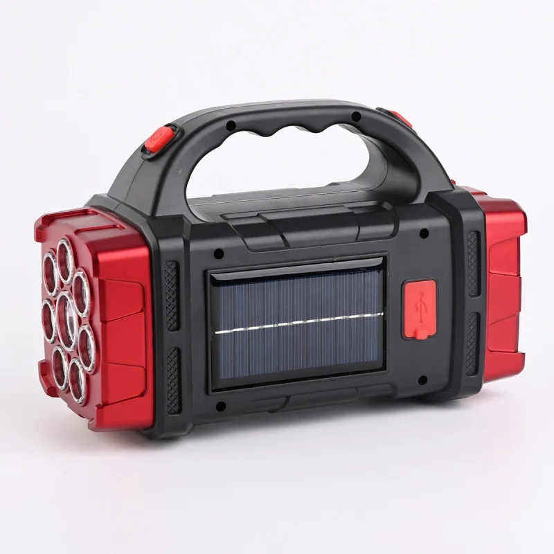 New Multifunctional COB Outdoor Emergency Portable Searchlight Solar USB Charging Camping Outdoor Lighting Electric Torch