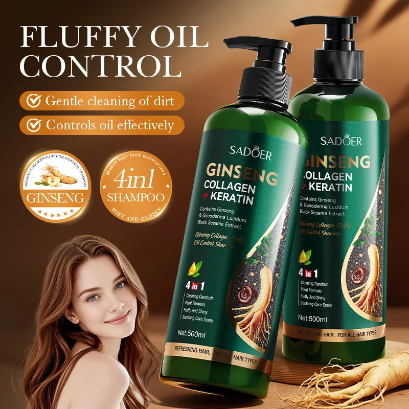 Ginseng collagen shampoo, anti dandruff and anti itch, scalp oil control, makes hair more fluffy,suitable for both men and women