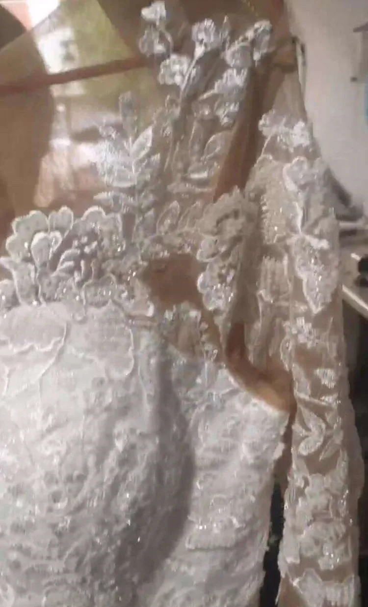 Vestido de casamento personalizado com apliques de renda, robe de casamento, mangas compridas, espartilho, costas, vestidos de noiva com trem destacável