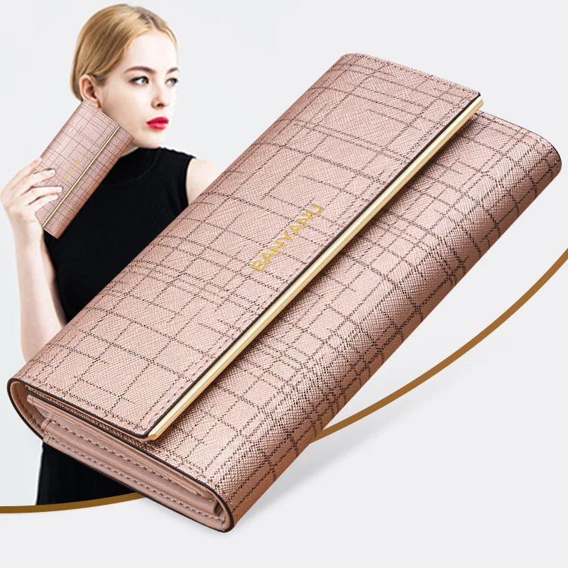 2026 New Women Genuine Leather Wallet Large Capacity Tri-fold Ladies Purse Simple Fashion Clutch Handbag for Women