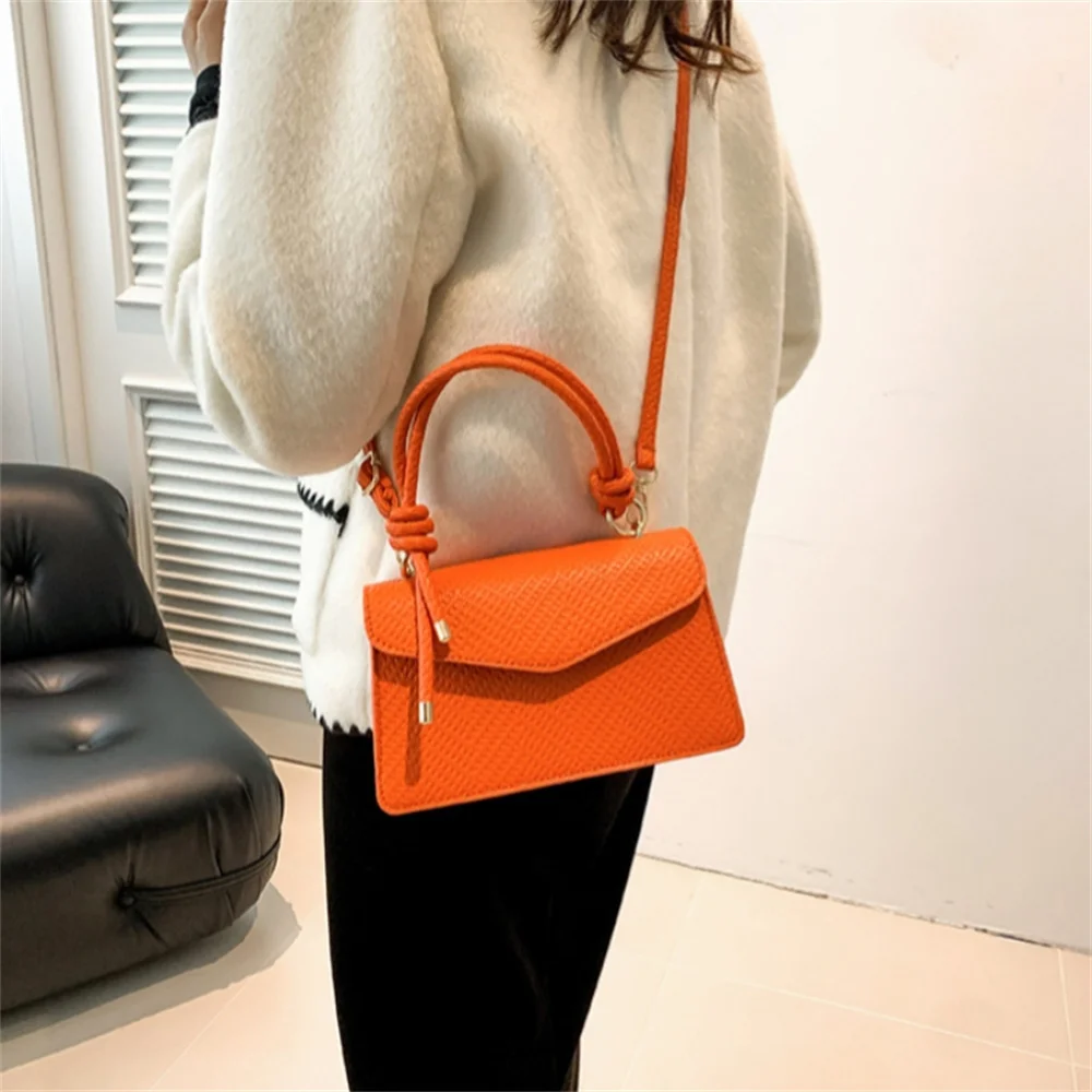 Solid Color PU Leather Texture Shoulder Bag Small Square Bag Ladies Commuter Crossbody Bag Designer Brand High Quality Handbag