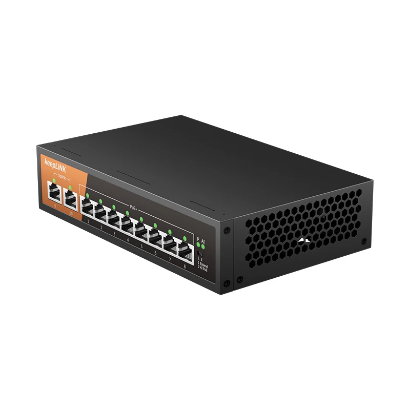 KeepLiNK KP-9000-10GP-MAC 10-портовый гигабитный неуправляемый коммутатор с 8-PoE и 2-RJ45 для Uplink 135 Вт PoE Budget для видеонаблюдения