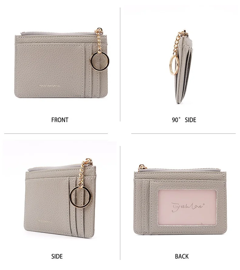 Korean Style Women Card Holders Multifunctional Ladies Card Wallets Zip Female Coin Purses